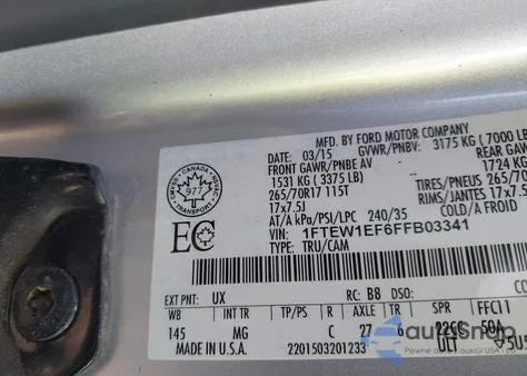 2015 Ford F150 Supercrew z USA, uszkodzony, nr VIN 1FTEW1EF6FFB03341